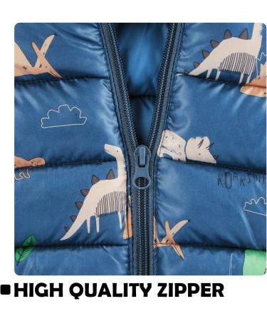 Baby Puffer Jacket Toddler Winter Coat with Hood, Blue Dinosaur Design | 2-3 Years - Buy Online on GoSupps.com
