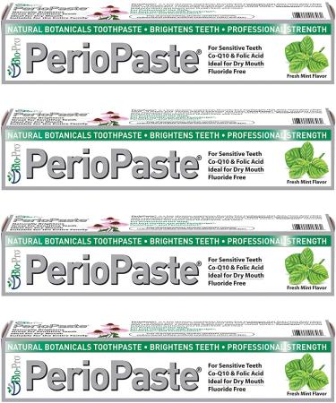PerioPaste Natural Toothpaste - FOUR 4 oz | Natural Teeth Whitening | Fresh Breath | Stain Removal Naturally Pack of 4