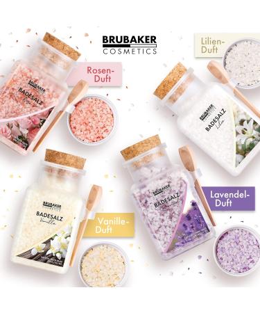 Brubaker Swimming Salt 3x400g - Vanilla Fragrance | Natural Bathing Additive for Wellness & Relaxation | Premium Body Care with Wooden Measuring Spoon - Buy Online on GoSupps.com