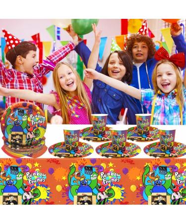 Doyomtoy Rainbow Friends Birthday Decoration Party Tableware Set - 61-Piece - Buy Online on GoSupps.com