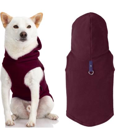 Gooby - Fleece Vest with Hood for Small Dogs Fleece Jacket with Leash Ring Plum Size XL X-Large (Chest: 22") plum