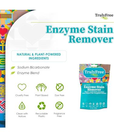 Truly Free Natural Stain Remover - Water-Activated Enzymes for Food Blood Grass & Pet Stains (50 Scoops) - Eco-Friendly & Effective - Buy Online on GoSupps.com
