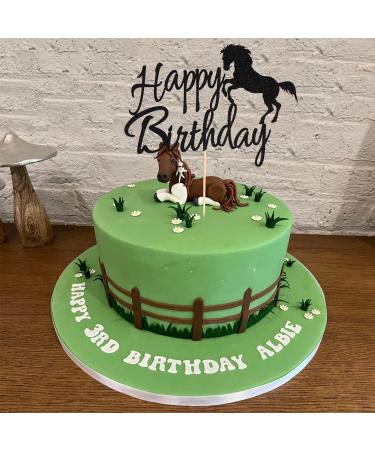 Arthsdite Horse Happy Birthday Cake Topper Horse Racing Theme Birthday Party Decoration for Boys Girls Men Women Kids Birthday Party Decoration Supplies-Black Glitter - Buy Online on GoSupps.com
