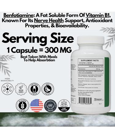 PRISTINE'S Benfotiamine 300mg High Bioavailability Nerve Support Supplement - 60 Day Supply - Fat Soluble Vitamin B1 Supplements - Vegan - Non-GMO - Buy Online on GoSupps.com