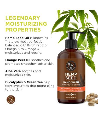 Hemp Seed Hand Wash - Eucalyptus & Tea Scent | 8 fl oz | Cleans & Moisturizes Skin | Vegan & Cruelty-Free with Hemp Seed Oil & Aloe Vera - Buy Online on GoSupps.com