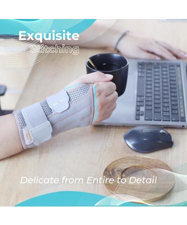 Curecare Carpal Tunnel Wrist Support - 2 in 1 Bandages with 3 Metal Stabilizers for Relief of Carpal Tunnel Syndrome & Tendon Inflammation (L/XL Right Gray) | International Shipping Available - Buy Online on GoSupps.com