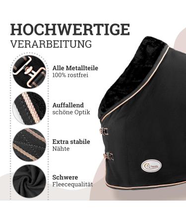 Esposita Champion Edition Sweat Ceiling with Fur Collar - Black/Rose Gold 145cm | Luxury Fleecedecke & Show Blanket - Buy Online on GoSupps.com