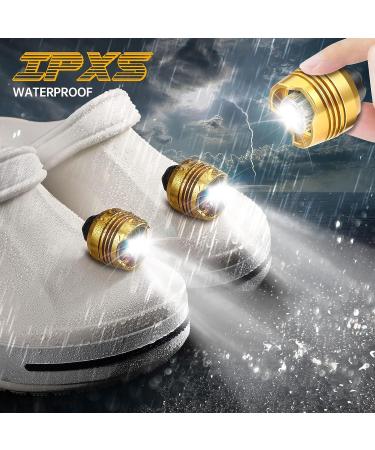 LNRIM LED Headlights for Croc - 2PCS IPX5 Waterproof Shoe Lights | 3 Modes, Ideal for Dog Walking, Camping, Running | Suitable for Adults & Kids - Gold - Buy Online on GoSupps.com