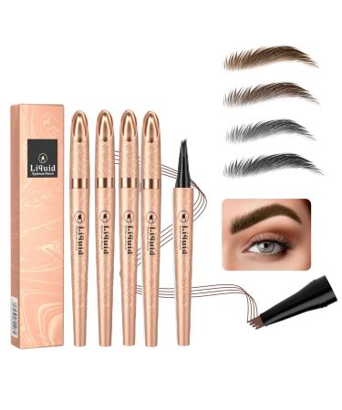 Waterproof 3D Microblading Eyebrow Pencil 2024 Upgraded 3-Piece Set (4 black/brown/light brown/grey) Black/Brown/Light Brown/Grey 4
