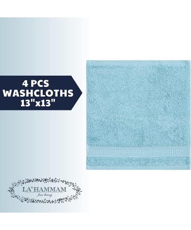 Soft Turkish Cotton Washcloth Set - 4 Pack Aqua | Absorbent & Super Soft for Bathroom, Kitchen, Spa, Gym | Ideal for Body, Face, Baby & Adults - Buy Online on GoSupps.com