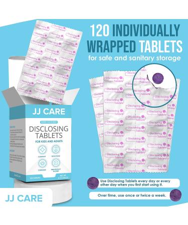JJ Care Teeth Plaque Disclosing Tablets (120 Count) - Berry Flavor for Kids and Adults - Buy Online on GoSupps.com