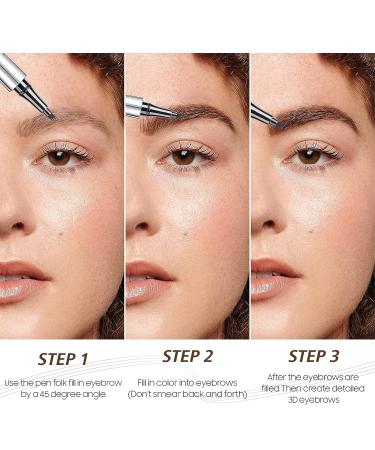 4 Point Brow Microblading Pen - Waterproof Dark Brown Eyebrow Pencil for Long-Lasting, Natural Eye Makeup - Buy Online on GoSupps.com