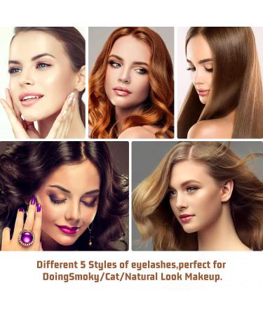 ONAFI False Mink Lashes Kit - 10 Pairs Pack, 5 Styles - Dramatic Cat-Eye Fluffy Wispies Eyelashes - Buy Online on GoSupps.com