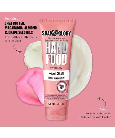 Soap & Glory Hand Food Hand Cream - Almond Oil + Shea Butter Hydrating Cuticle Moisturizer - Rose & Bergamot Scented (125 ml) - Buy Online on GoSupps.com