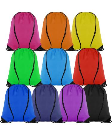 10 Colors Drawstring Backpack Bags Sack Pack Cinch Tote Sport Storage Polyester Bag for Gym Traveling Multicolor 10