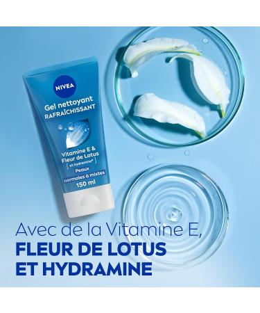 NIVEA Fresh Cleansing Gel (1 x 150 ml) Facial cleanser enriched with Lotus flower & Hydramine deeply cleanses and removes impurities Purifying gel for normal to combination skin - Buy Online on GoSupps.com