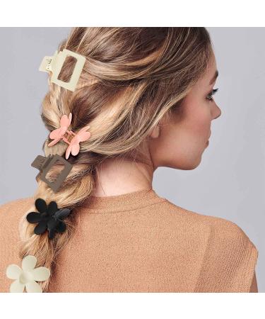 8 PCS Large Flower Hair Claw Clips for Thick + Thin Hair | Matte Square Jaw Clips for Women - Nonslip + Neutral Design - Buy Online on GoSupps.com