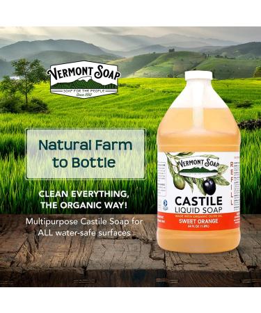 Vermont Pure Castile Soap Orange 64 Oz - Gentle Liquid Soap & Natural Body Wash - Organic Hair Shampoo for Men & Women - Aloe Castile Soap for Sensitive Skin - 1 Pack - Buy Online on GoSupps.com