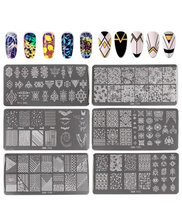 Niceneeded Nail Art Stamping Kit - 12 Designs with Rectangle & Round Plates | DIY Nail Art Tools for Creative Decoration - Buy Online on GoSupps.com