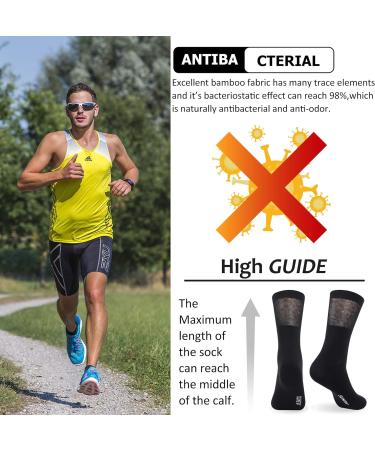 Sunew Bamboo Diabetic Socks - 6 Pairs Black X-Large, Non-Binding Moisture Wicking Crew Dress Socks - Buy Online on GoSupps.com