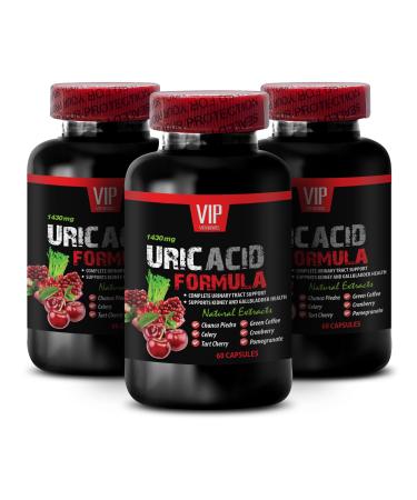Uric Acid Flush Pills - URIC Acid Cleans - URIC Acid Formula - Pomegranate Cranberry Green Coffee Bean Milk Thistle uric Acid Formula Turmeric uric Acid Reducer 3 Bottles 180 Capsules