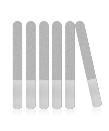 Scalewbin 6 Pieces Stainless Steel Nail File Double-Sided Diamond Nail File Metal Nail File Manicure File for Family and Travel