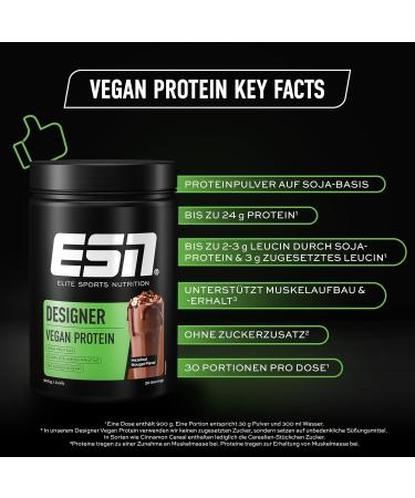 ESN Vegan Designer Protein Powder with Soy - Hazelnut Nougat - 900g - Buy Online on GoSupps.com