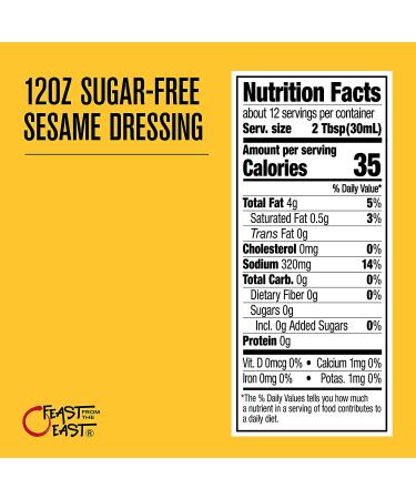 Feast From The East Sugar-Free Sesame Dressing 12 Fl Oz - Sweet & Tangy Keto Friendly Vinaigrette - Gluten Free Chinese Chicken Salad Dressing - Zero Sugar & Carb - Buy Online on GoSupps.com