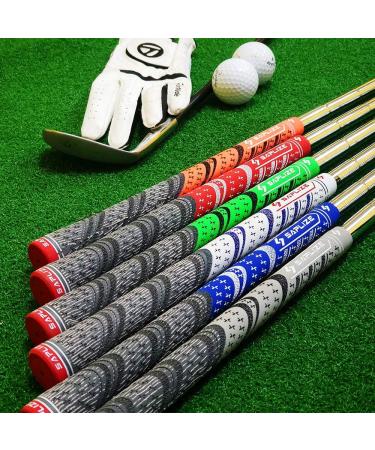 SAPLIZE Hybrid Golf Grips CL03 - Set of 13 | Low Taper Design, Cross Corded Rubber | 6 Color Options | Standard/Midsize | MultiCompound Fluorescent Green | Upgrade/Deluxe Kit | Full Solvent Kit Included - Buy Online on GoSupps.com