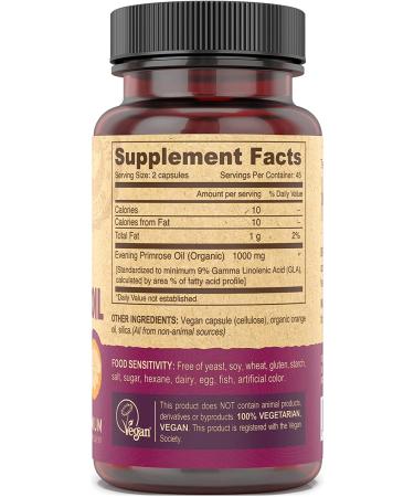 Deva Vegan Evening Primrose Oil - 90 Premium Vegan Capsules for Skin & Hormonal Balance - Buy Online on GoSupps.com