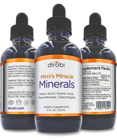 Dirobi Mimi's Miracle Minerals Fulvic Acid and Humic Acid Trace Mineral Blend Liquid Drop Supplement Over 70 Vital Organic Ionic Minerals Similar Benefits to Shilajit (4 oz 120 Day Supply) 4 Fl Oz (Pack of 1) - Buy Online on GoSupps.com