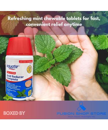 Dual Action Acid Reducer- Mint Chewable Tablets 50 Count (Pack of 1) Boxed by Fusion Shop Store - Buy Online on GoSupps.com