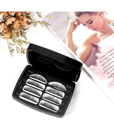Magnetic eyelashes and natural look artificial eyelashes with 3 magnets - stainless steel tweezers reusable artificial false eyelashes 2 pairs/8 pieces (color 3)