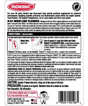 Buy Roebic K-97 Main Line Cleaner - 32 Oz Liquid | Digests Paper Fats & Grease for Sewer & Septic Systems | International Shipping Available - Buy Online on GoSupps.com