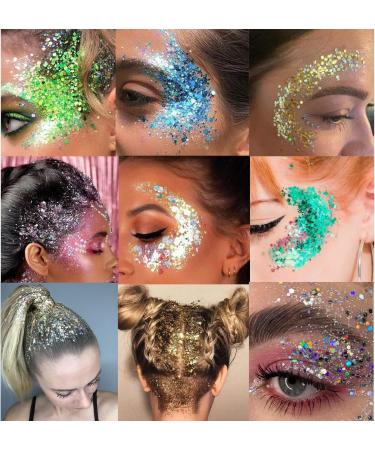 6 Colors Glitter Gel Set for Eyes, Hair, Nails - Sparkling Mermaid Holographic Sequins - Festival & Halloween Makeup Kit - Buy Online on GoSupps.com