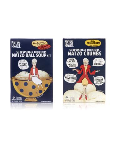 Matzo Ball Soup Kit & Matzo Crumbs, 4.5 Oz. Pack of 2 (1 of each) from The Matzo Project, Vegetarian, Kosher (But Not Kosher for Passover), Low-Fat, No-MSG, No Trans Fat, Nothing Artificial
