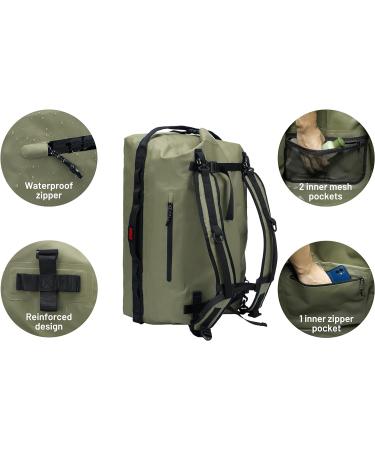 MIER Large Waterproof Duffel Bag Rolltop Dry Backpack Duffle Bags for Kayaking Rafting Boating Swimming Camping Travel Gym Beach 60L/80L Dark Green 60L - Buy Online on GoSupps.com
