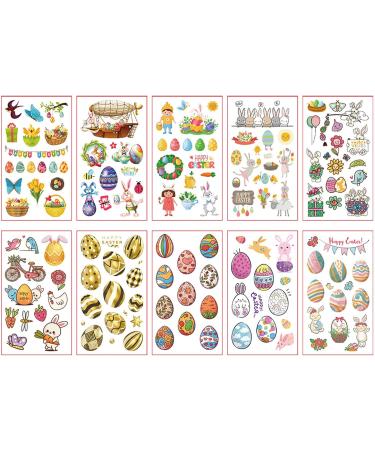 10Sheets Cartoon Temporary Stickers A/B Styles For Creative Body Art Easter Stickers For Boy Girl Easter Party Fa Easter Stickers Set A Series - Buy Online on GoSupps.com