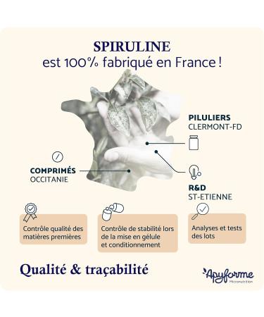 Apyforme - Organic French Spirulina - High Concentration up to 25% Phycocyanin - Eco-Friendly Peasant Culture - 180 Super Protein Tablets - Origin France - Buy Online on GoSupps.com
