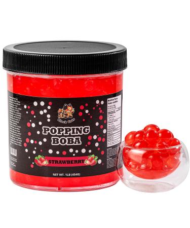 Popping Boba Pearls | Strawberry Flavor | 1LB (454g) | Bursting Tea Balls for Drinks Desserts Smoothies and Snack Toppings | Bubble Tea Tapioca Pearl Mix