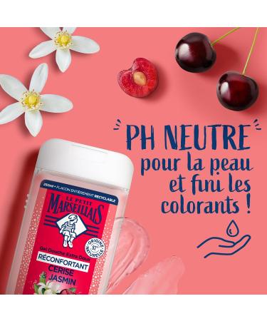Le Petit Marseillais | Extra Gentle Comforting Cherry & Jasmine Shower Gel (250 ml bottle) 92% ingredients of natural origin pH neutral for the skin and without colorant - Buy Online on GoSupps.com