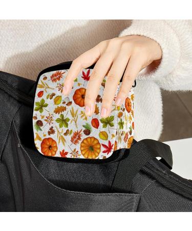 GIAPB Period Bag Sanitary Napkin Storage Bag | Period Pad Holder and Makeup Pouch | Autumn Pumpkin Mushroom Leaves Design - Buy Online on GoSupps.com