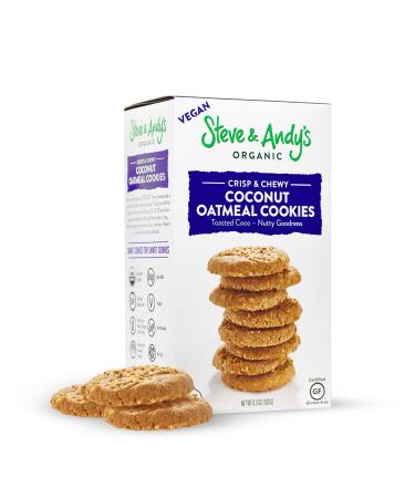 Organic Vegan Oatmeal Coconut Cookies, Gluten Free by Steve and Andy's -- Soft, and Chewy Cookie, Non GMO, No Corn Syrup, No Tree Nuts, Kosher (Vegan Oatmeal Coconut, Pack of 1)