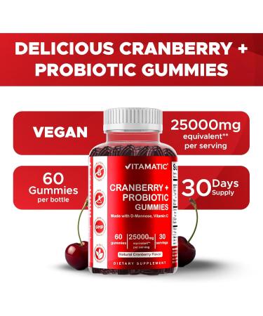 2 Pack Vitamatic Vegan Cranberry Gummies 1000mg - 60 Count - Supports Healthy Urinary Tract - Non-GMO & Gluten Free - Buy Online on GoSupps.com