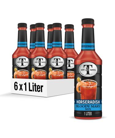 Mr & Mrs T Horseradish Bloody Mary Mix, 1 L bottles (Pack of 12)