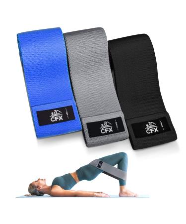 CFX Resistance Bands 3 Sets Premium Exercise Bands with Non-Slip Design for Hips & Glutes 3 Resistance Level Workout Booty Bands for Women and Men Home Training Fitness Yoga Gray Black Blue