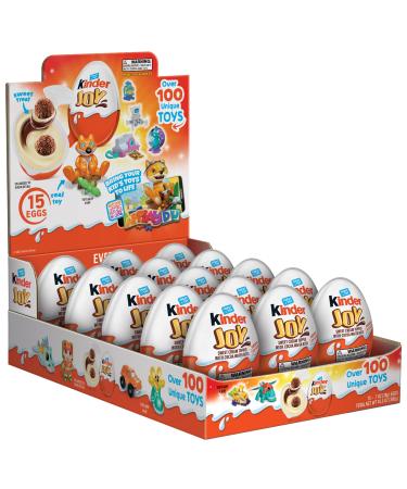 Kinder Joy Eggs, Cream And Chocolate Wafers With Toy Inside, Great For Halloween Treats, 10.5 Oz, 15 Eggs