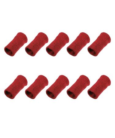 VOCOSTE 10 Pcs Breathable Finger Sleeves Thumb Braces Support Elastic Compression Protectors for Relaxing Pain Arthritis Trigger Finger Red