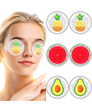 Coume 6 Pack Fruit Cold Eye Pads Reusable Eye Cooling Pads Pineapple Avocado Watermelon Under Eye Patches Eye Cooler Pads Ice Patch for Eyes Relax Summer