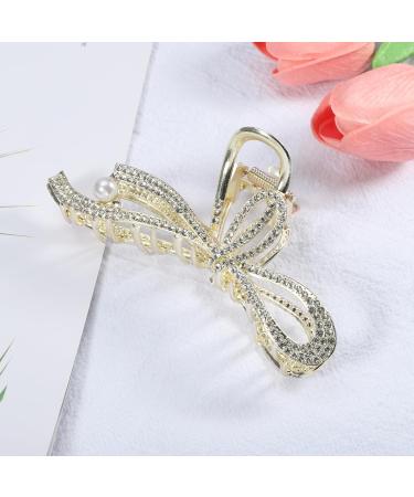 VOCOSTE Hair Clip Classic Rhinestone Bow Tie Hair Clip for Women Gold Tone - Buy Online on GoSupps.com